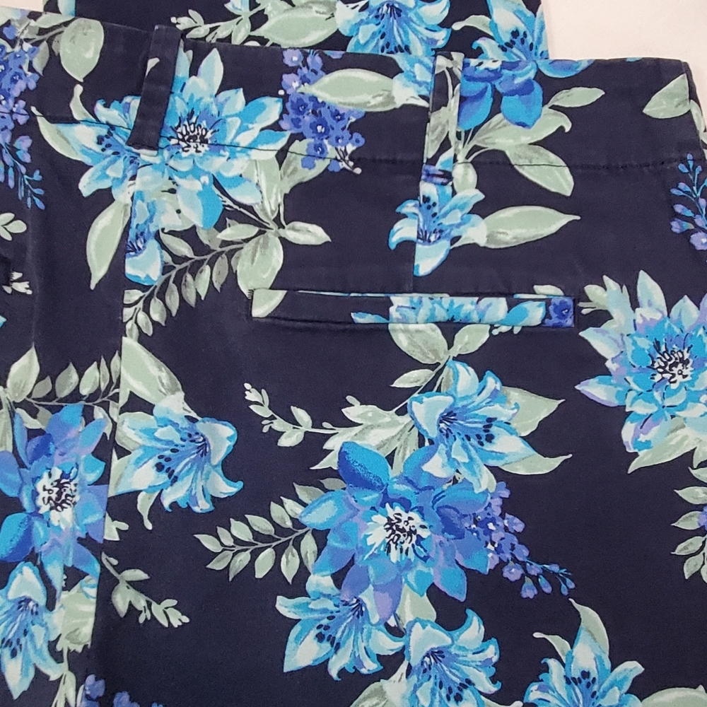 Talbots Blue Floral Print Classic Cropped Pants Size 10 - Picture 12 of 15